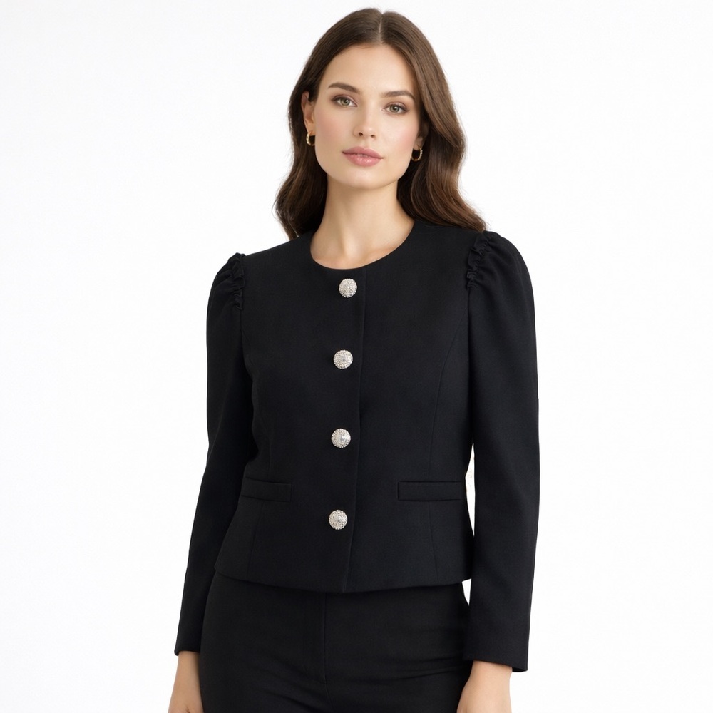Kate Spade Jewel Button Ponte Jacket Black Size 4